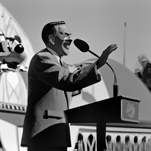 וולט דיסני נואם במהלך יום הפתיחה של דיסנילנד ב-1955