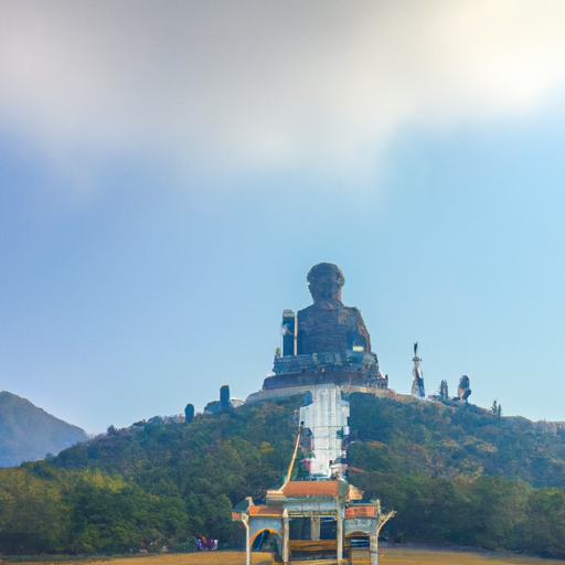 נוף מרהיב של האטרקציות של האי לנטאו, כמו הבודהה הגדול